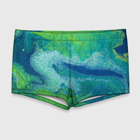 Мужские купальные плавки 3D с принтом Расплывчатая зеленая краска в Санкт-Петербурге, Полиэстер 85%, Спандекс 15% |  | Тематика изображения на принте: абстракция | зеленый | кляксы | пятна | разводы | синий