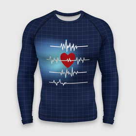 Мужской рашгард 3D с принтом Ритм Сердца в Рязани,  |  | heart | love | врачу | доктору | кардиолог | медбрат | медику | медицина | медсестра | подарок | пульс | сердце | скорая помощь