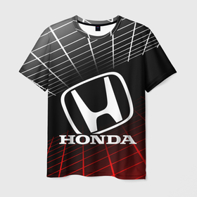 Мужская футболка 3D с принтом HONDA   ХОНДА   СЕТКА в Курске, 100% полиэфир | прямой крой, круглый вырез горловины, длина до линии бедер | accord | car | civic | honda | sportcar | авто | автомобиль | аккорд | логотип. | сетка | спорткар | тачка | хонда | цивик