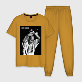 Мужская пижама хлопок с принтом DMX в Тюмени, 100% хлопок | брюки и футболка прямого кроя, без карманов, на брюках мягкая резинка на поясе и по низу штанин
 | dmx | rap | дмх | рэп | эрл симменс