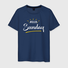 Мужская футболка хлопок с принтом Sunday (привет воскресенье) в Курске, 100% хлопок | прямой крой, круглый вырез горловины, длина до линии бедер, слегка спущенное плечо. | hello | minimalism | sunday | week | воскресенье | день недели | минимализм | надпись | привет