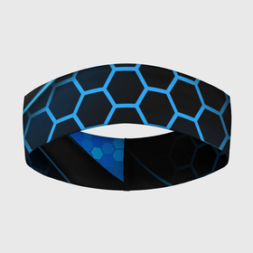 Повязка на голову 3D с принтом 3D luxury blue 3Д СОТЫ и плиты ,  |  | luxury | versace | vip | абстракция | версаче | вип | паттерн | роскошь | текстуры