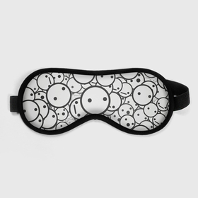 Маска для сна 3D с принтом SMILE в Тюмени, внешний слой — 100% полиэфир, внутренний слой — 100% хлопок, между ними — поролон |  | round | smile | круги | смайлики | черно белое