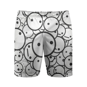 Мужские шорты спортивные с принтом SMILE ,  |  | round | smile | круги | смайлики | черно белое