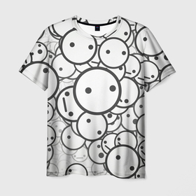 Мужская футболка 3D с принтом SMILE в Петрозаводске, 100% полиэфир | прямой крой, круглый вырез горловины, длина до линии бедер | round | smile | круги | смайлики | черно белое