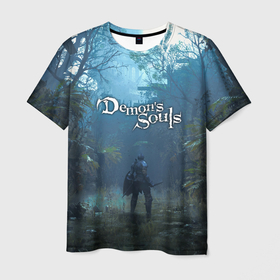 Мужская футболка 3D с принтом Demons Souls art , 100% полиэфир | прямой крой, круглый вырез горловины, длина до линии бедер | Тематика изображения на принте: art | dark | demon | game | knight | souls | демон | души | замок | игра | ремейк | рпг | рыцарь | темные | фэнтези
