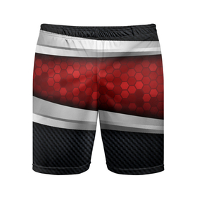 Мужские шорты спортивные с принтом 3D Красные соты металлические в Кировске,  |  | luxury | versace | vip | абстракция | версаче | вип | паттерн | роскошь | текстуры