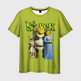 Мужская футболка 3D с принтом Шрек Shrek в Екатеринбурге, 100% полиэфир | прямой крой, круглый вырез горловины, длина до линии бедер | cartoon | fiona | shrek | болото | детям | комедия | кот в сапогах | мультик | огр | осел | персонажи мультфильмов | тролль | фиона | шрек