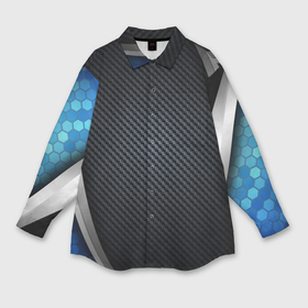 Мужская рубашка oversize 3D с принтом Хромированная объемная с гексагонами в Кировске,  |  | luxury | versace | vip | абстракция | версаче | вип | паттерн | роскошь | текстуры