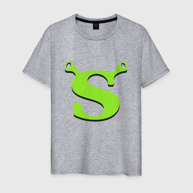 Мужская футболка хлопок с принтом Shrek Logo (+спина) (Z) в Санкт-Петербурге, 100% хлопок | прямой крой, круглый вырез горловины, длина до линии бедер, слегка спущенное плечо. | dreamworks | shrek | зелёный огр | мульт | мультфильм | приключения