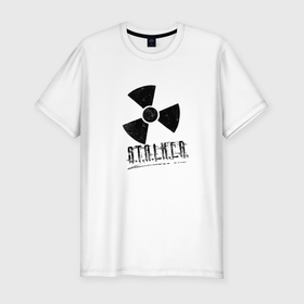 Мужская футболка хлопок Slim с принтом Лого S.T.A.L.K.E.R 2 в Белгороде, 92% хлопок, 8% лайкра | приталенный силуэт, круглый вырез ворота, длина до линии бедра, короткий рукав | stalker | stalker 2 | сталкер | сталкер 2
