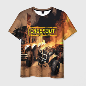 Мужская футболка 3D с принтом Crossout Online в Тюмени, 100% полиэфир | прямой крой, круглый вырез горловины, длина до линии бедер | action | crossout | online | tegunvte | выживание | экшен