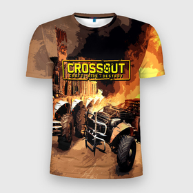 Мужская футболка 3D спортивная с принтом Crossout Online в Тюмени, 100% полиэстер с улучшенными характеристиками | приталенный силуэт, круглая горловина, широкие плечи, сужается к линии бедра | action | crossout | online | tegunvte | выживание | экшен