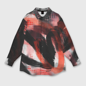 Мужская рубашка oversize 3D с принтом Абстрактные линии и полосы в Курске,  |  | abstract | lines | мазки | оранжевое | точки | черное