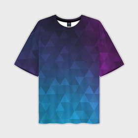 Мужская футболка oversize 3D с принтом Абстрактные треугольники с градиентом в Белгороде,  |  | abstract | геометрия | градиент | треугольники | фиолетовый