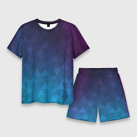 Мужской костюм с шортами 3D с принтом Абстрактные треугольники с градиентом в Курске,  |  | abstract | геометрия | градиент | треугольники | фиолетовый