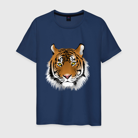 Мужская футболка хлопок с принтом Тигр в Курске, 100% хлопок | прямой крой, круглый вырез горловины, длина до линии бедер, слегка спущенное плечо. | animal | cheetah | forest animal | hunter | tiger | wild animal | гепард | дикое животное | животное | лесное животное | охотник | тигр