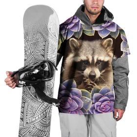 Накидка на куртку 3D с принтом Енот среди цветов в Петрозаводске, 100% полиэстер |  | Тематика изображения на принте: енот | животное | зверь | полоскун | цветок | цветы