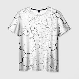 Мужская футболка 3D с принтом трещины , 100% полиэфир | прямой крой, круглый вырез горловины, длина до линии бедер | минимализм | потрескавшаяся поверхность | трещины | узор | фон