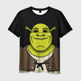 Мужская футболка 3D с принтом Шрэк в Белгороде, 100% полиэфир | прямой крой, круглый вырез горловины, длина до линии бедер | дракон | зелёный | кот | мем | мультфильм | осёл | сказка | шрек