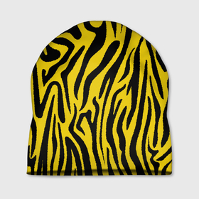 Шапка 3D с принтом Тигровые полоски в Тюмени, 100% полиэстер | универсальный размер, печать по всей поверхности изделия | абстракция | зоопринт | орнамент | полоски | полосы | пчелиный | тигровый