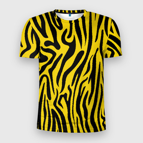 Мужская футболка 3D спортивная с принтом Тигровые полоски в Курске, 100% полиэстер с улучшенными характеристиками | приталенный силуэт, круглая горловина, широкие плечи, сужается к линии бедра | абстракция | зоопринт | орнамент | полоски | полосы | пчелиный | тигровый