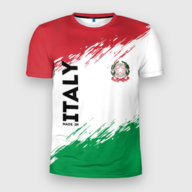 Мужская футболка 3D спортивная с принтом MADE IN ITALY в Белгороде, 100% полиэстер с улучшенными характеристиками | приталенный силуэт, круглая горловина, широкие плечи, сужается к линии бедра | italy | made in italy | герб италии | герб италия | италия | италия герб | италия флаг | италия форма | италия футбол | сделано в италии | флаг италии | флаг италия | форма италии | форма италия