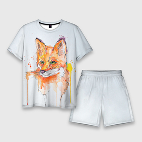 Мужской костюм с шортами 3D с принтом Лисёнок ,  |  | зверёк | лес | лиса | лисёнок лис | природа | пушистик | пушистый | рыжий
