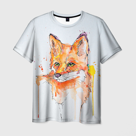 Мужская футболка 3D с принтом Лисёнок , 100% полиэфир | прямой крой, круглый вырез горловины, длина до линии бедер | зверёк | лес | лиса | лисёнок лис | природа | пушистик | пушистый | рыжий