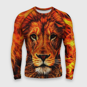 Мужской рашгард 3D с принтом Огненные лев ,  |  | animal | lion | животные | лев | хищник