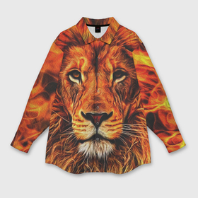 Мужская рубашка oversize 3D с принтом Огненные лев в Тюмени,  |  | animal | lion | животные | лев | хищник