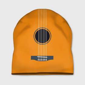 Шапка 3D с принтом ГИТАРА в Тюмени, 100% полиэстер | универсальный размер, печать по всей поверхности изделия | guitar | instrument | musuc | orange | pop | rock | гитара | инструмент | музыка | панк | рок | струны | фолк