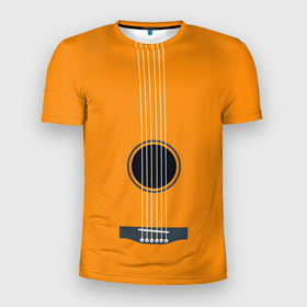 Мужская футболка 3D Slim с принтом ГИТАРА , 100% полиэстер с улучшенными характеристиками | приталенный силуэт, круглая горловина, широкие плечи, сужается к линии бедра | guitar | instrument | musuc | orange | pop | rock | гитара | инструмент | музыка | панк | рок | струны | фолк