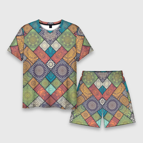 Мужской костюм с шортами 3D с принтом ЛОСКУТНАЯ ВЫШИВКА в Курске,  |  | color | flowers | pattern | texture | восточный | летний | лоскуты | мозаика | разноцветные | текстуры | узор | цветы | яркий