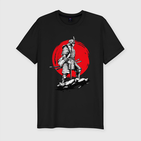 Мужская футболка хлопок Slim с принтом Воин-самурай в Кировске, 92% хлопок, 8% лайкра | приталенный силуэт, круглый вырез ворота, длина до линии бедра, короткий рукав | asia | asian | china | chinese | japan | japanese | japanese art | martial arts | ninja | samurai | sword | warrior | азиатский | азия | боевые искусства | китай | китайский | меч | ниндзя | самурай | япония | японское искусство