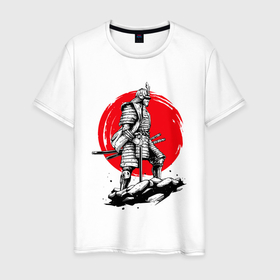 Мужская футболка хлопок с принтом Воин-самурай в Новосибирске, 100% хлопок | прямой крой, круглый вырез горловины, длина до линии бедер, слегка спущенное плечо. | asia | asian | china | chinese | japan | japanese | japanese art | martial arts | ninja | samurai | sword | warrior | азиатский | азия | боевые искусства | китай | китайский | меч | ниндзя | самурай | япония | японское искусство