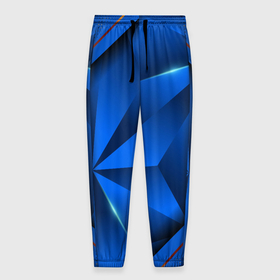 Мужские брюки 3D с принтом 3D абстрактные фигуры BLUE в Новосибирске, 100% полиэстер | манжеты по низу, эластичный пояс регулируется шнурком, по бокам два кармана без застежек, внутренняя часть кармана из мелкой сетки | 3d | 3д | luxury | versace | vip | абстракция | блеск | блестки | версаче | вип | паттерн | роскошь | соты | текстуры