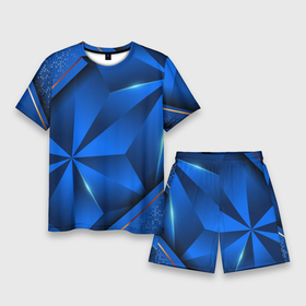Мужской костюм с шортами 3D с принтом 3D абстрактные фигуры BLUE в Петрозаводске,  |  | Тематика изображения на принте: 3d | 3д | luxury | versace | vip | абстракция | блеск | блестки | версаче | вип | паттерн | роскошь | соты | текстуры