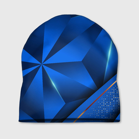 Шапка 3D с принтом 3D абстрактные фигуры BLUE в Белгороде, 100% полиэстер | универсальный размер, печать по всей поверхности изделия | 3d | 3д | luxury | versace | vip | абстракция | блеск | блестки | версаче | вип | паттерн | роскошь | соты | текстуры