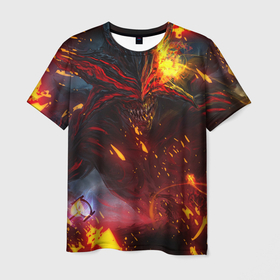Мужская футболка 3D с принтом Path of Exile | Fire Demon (Z) в Новосибирске, 100% полиэфир | прямой крой, круглый вырез горловины, длина до линии бедер | exile | game | path of exile | rpg | берсерк | вождь | дикарь | дуэлянт | игра | покоритель | путь изгнанника | рпг