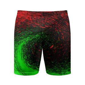 Мужские шорты спортивные с принтом КРАСНАЯ И ЗЕЛЕНАЯ КРАСКА ,  |  | tegunvteg | брызги | зеленая | краска | красная | неон