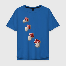 Мужская футболка хлопок Oversize с принтом Гриб в Новосибирске, 100% хлопок | свободный крой, круглый ворот, “спинка” длиннее передней части | Тематика изображения на принте: 2d | fly | happy | веселье | настроение | позитив | полет | природа | прыжок | счастье