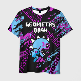 Мужская футболка 3D с принтом Geometry Dash в Тюмени, 100% полиэфир | прямой крой, круглый вырез горловины, длина до линии бедер | 2d | android | computer game | geometry dash | андроид | геометрия даш | игра | компьютерная