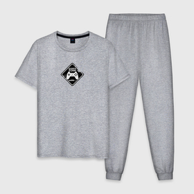 Мужская пижама хлопок с принтом Gamer Zone , 100% хлопок | брюки и футболка прямого кроя, без карманов, на брюках мягкая резинка на поясе и по низу штанин
 | Тематика изображения на принте: game | gamer zone | джойстик | игра
