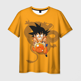 Мужская футболка 3D с принтом Kid Goku в Белгороде, 100% полиэфир | прямой крой, круглый вырез горловины, длина до линии бедер | anime | dragon ball | аниме | анимэ | драгон бал | дрэгон бол | жемчуг дракона