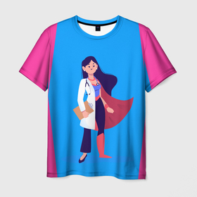 Мужская футболка 3D с принтом Медсестра | Super Nurse (Z) в Тюмени, 100% полиэфир | прямой крой, круглый вырез горловины, длина до линии бедер | health worker | hospital attendant | medic | nurse | nursing | super nurse | бикса | врач | доктор | медицина | медицинская сестра | медицинский персонал | медичка | медработник | медсестра | палатная | санитарка | супер медик