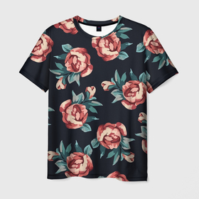 Мужская футболка 3D с принтом Розы , 100% полиэфир | прямой крой, круглый вырез горловины, длина до линии бедер | summer | sun | аромат | букет | вазон | великолепие | краски | красота | куст | летняя | лето | нежность | природа | растения | розы | солнце | украшение | фауна | цветник | цветы