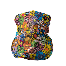 Бандана-труба 3D с принтом Букет в Курске, 100% полиэстер, ткань с особыми свойствами — Activecool | плотность 150‒180 г/м2; хорошо тянется, но сохраняет форму | нарисованные цветы | орнамент | принт | разные цветы | цветы