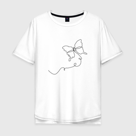 Мужская футболка хлопок Oversize с принтом Бабочка в Новосибирске, 100% хлопок | свободный крой, круглый ворот, “спинка” длиннее передней части | butterfly | бабочка | слитная бабочка
