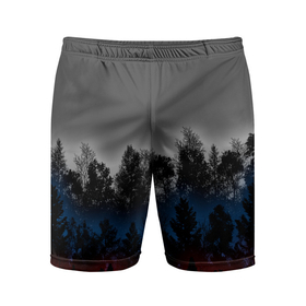 Мужские шорты спортивные с принтом Флаг из леса в Курске,  |  | forest | rus | абстракция | закат | лес | рассвет | россия | флаг